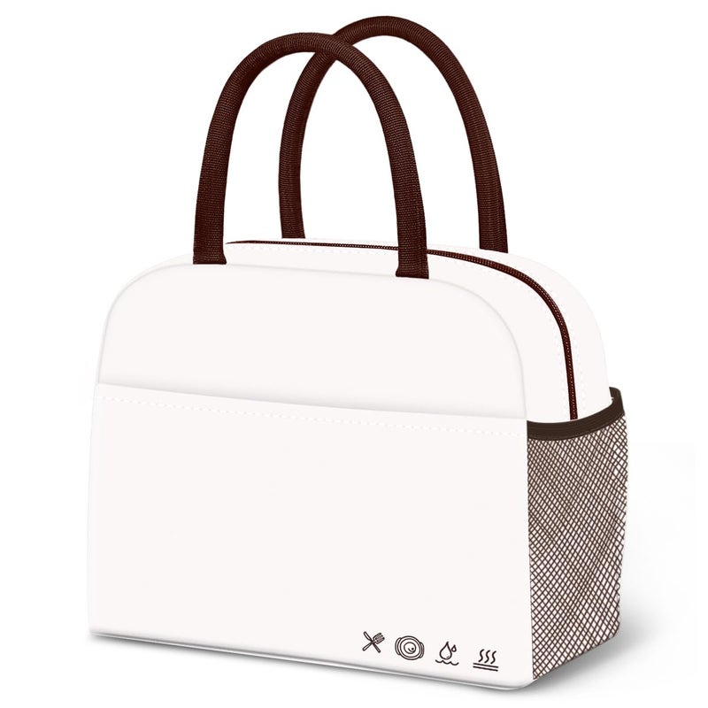 DALINDA Lunch Bag Lunch Box for Women Men Reusable Insulated Lunch Tote Bag  Handbags Case High Capacity for Travel Work Picnic white - Image 1